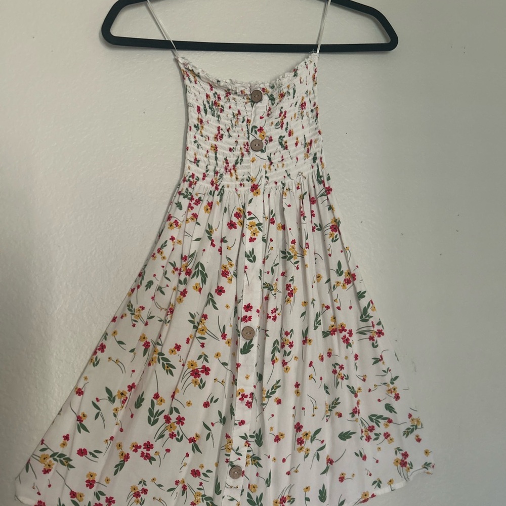 Floral White Mini Dress - Summer Cottagecore Aesthetic